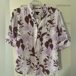 Ann Taylor Floral Print Button-up Top